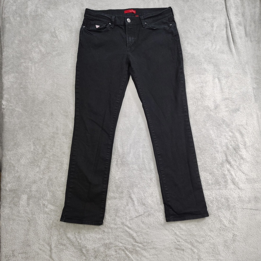 Guess Jeans 36x32 Men's Brit Rocker Slim Tapered‎ Fit Moto Logo Black